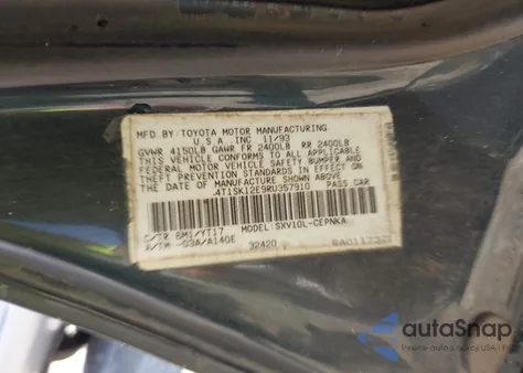 1994 Toyota Camry Le из США, поврежденный, VIN 4T1SK12E9RU357910